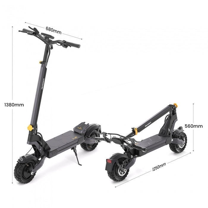 Ausom L2 Dwusilnikowa składana hulajnoga elektryczna, silnik 2*800W, 20km/h, bateria 48V 15,6Ah, opony 10x3 Cali, zasięg 70km