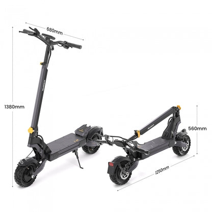 Ausom L2 Dwusilnikowa składana hulajnoga elektryczna, silnik 2*800W, 20km/h, bateria 48V 15,6Ah, opony 10x3 Cali, zasięg 70km